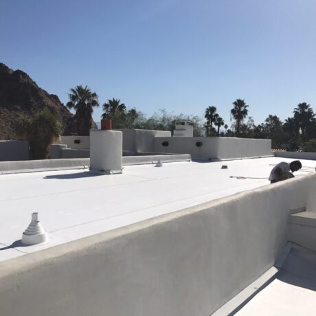 Protective coating applied to a foam roof system by Williams Advanced Roofing Systems in Temecula Valley, CA