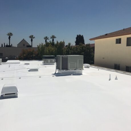 Protective coating applied to a foam roof system by Williams Advanced Roofing Systems in Temecula Valley, CA