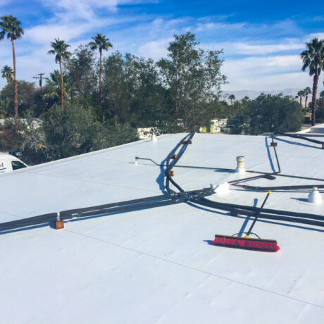 Protective coating applied to a foam roof system by Williams Advanced Roofing Systems in Temecula Valley, CA.
